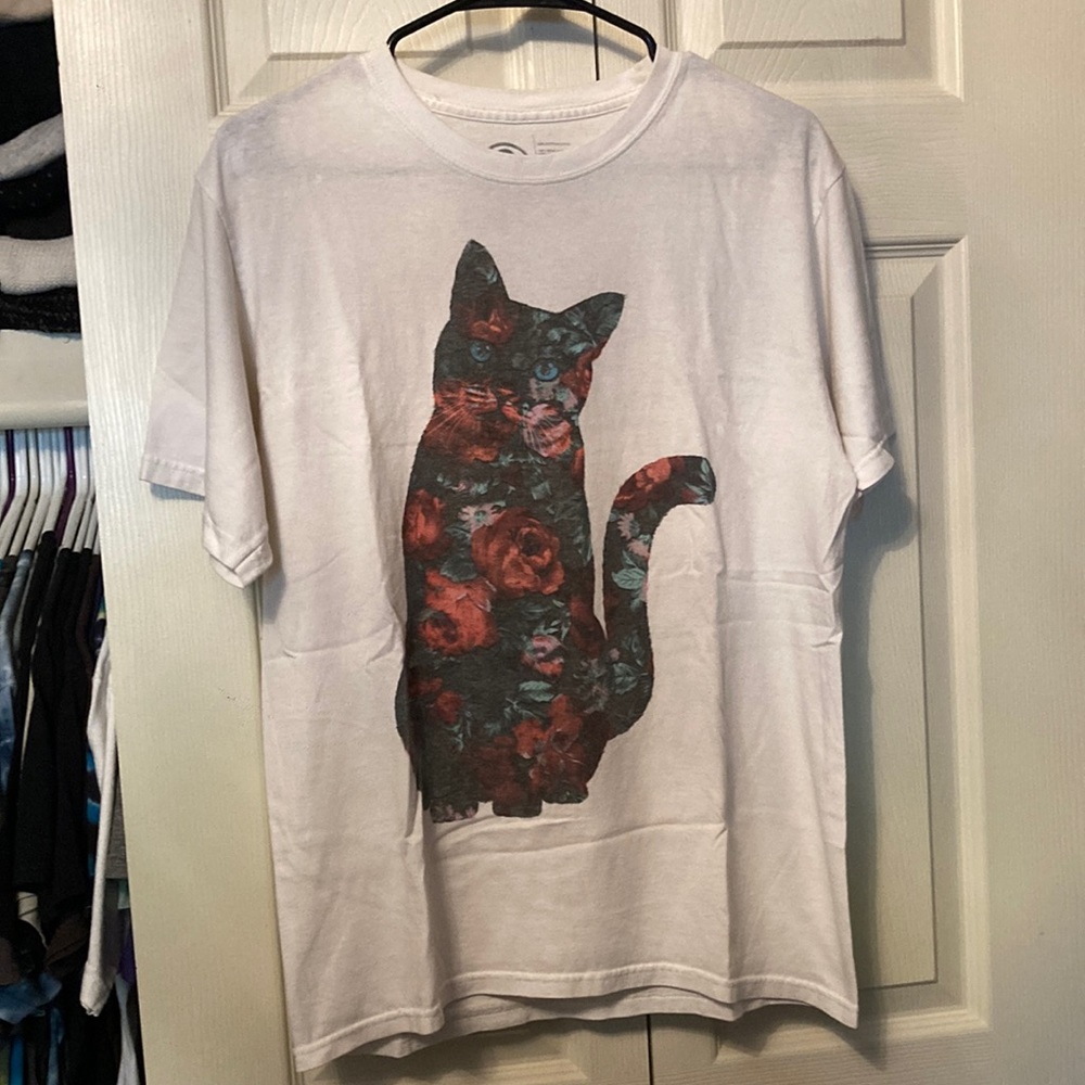 Mens Cat Floral Skate T-Shirt